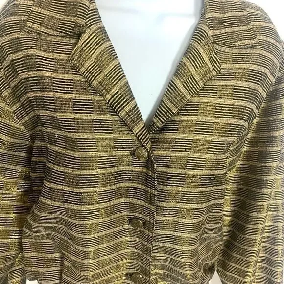 Vintage Retro 80’s Silk Gold Texture Bomber Jacket - Picture 3 of 12